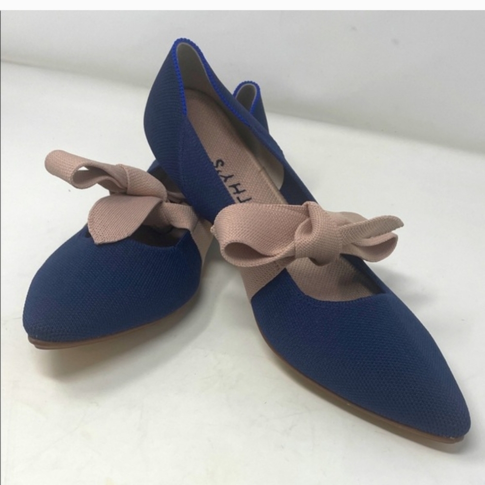Rothy's Sapphire Blue Mary Jane Bow Tie Pointed Toe Flats Size 11 Brand New